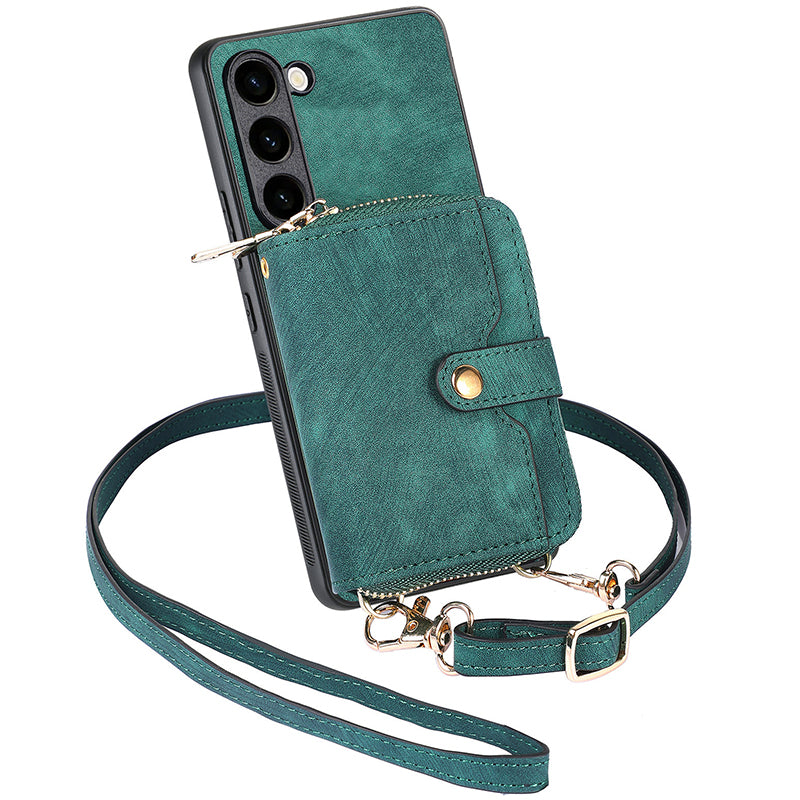 Zipper Wallet Kickstand Case for Samsung Galaxy S23 PU Leather PC TPU Phone Cover with Lanyard Zipper Wallet Kickstand Case for Samsung Galaxy S23 PU Leather PC TPU Phone Cover with Lanyard